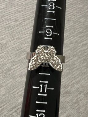 Stainless steel Gold Butterfly Ring with Clear Crystals